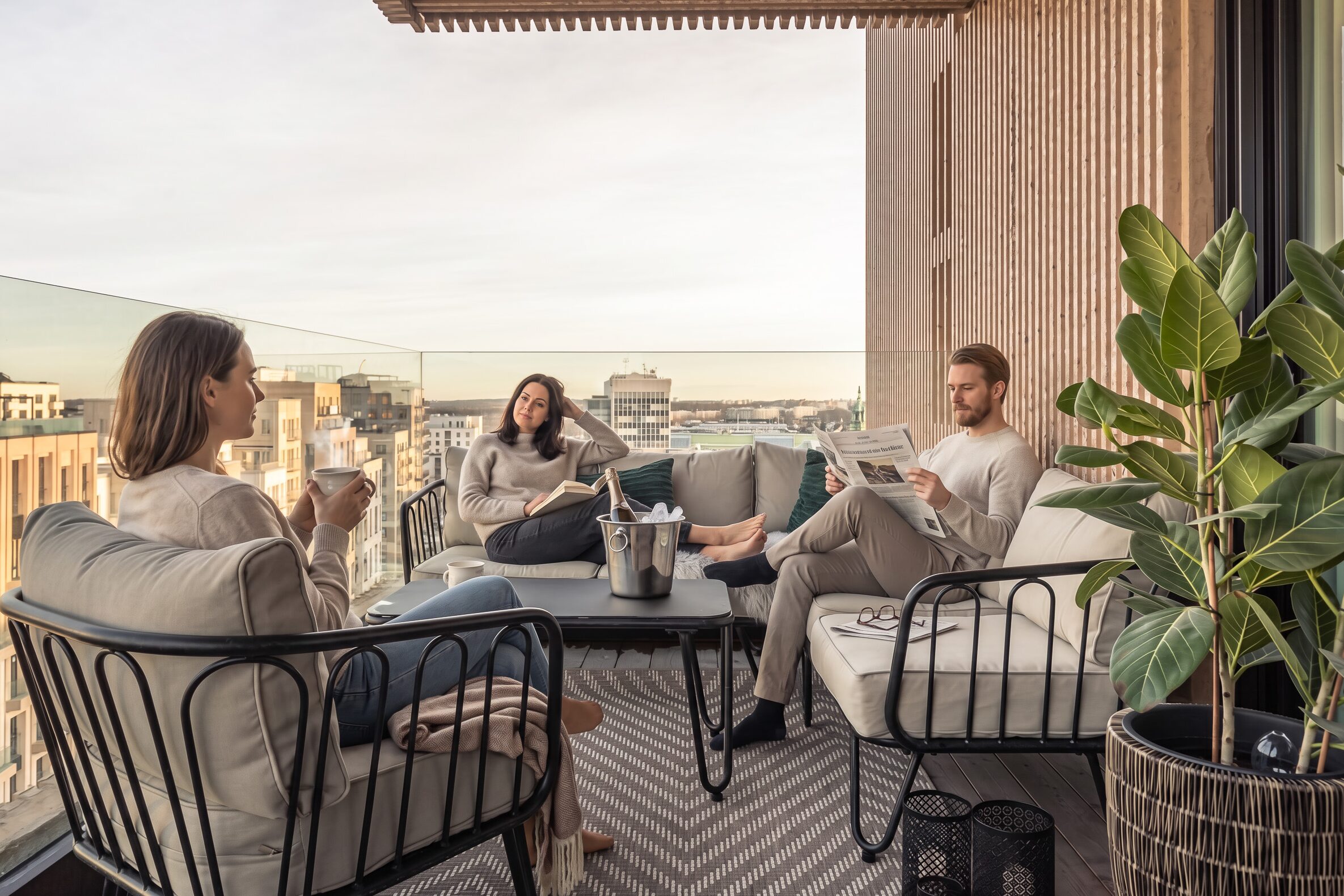 Same scene after lifestyle staging with people added